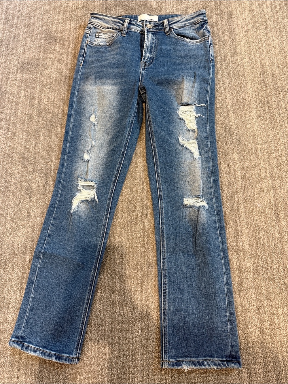Vervet High Rise Distressed Straight Leg Jeans Size 26 EUC